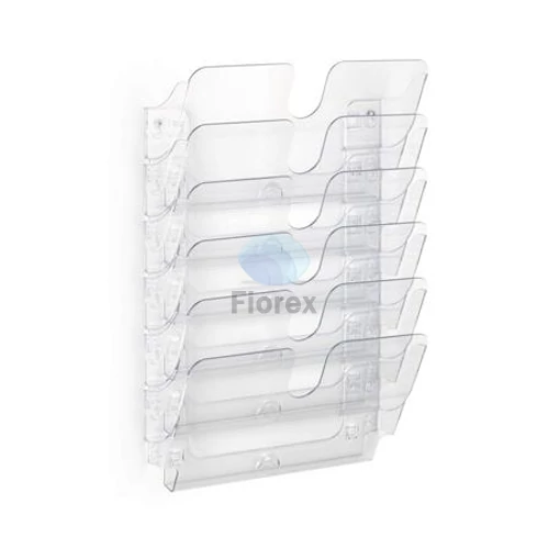Prospektustartó, fali, fekvő, A4, DURABLE "FLEXIPLUS 6", áttetsző