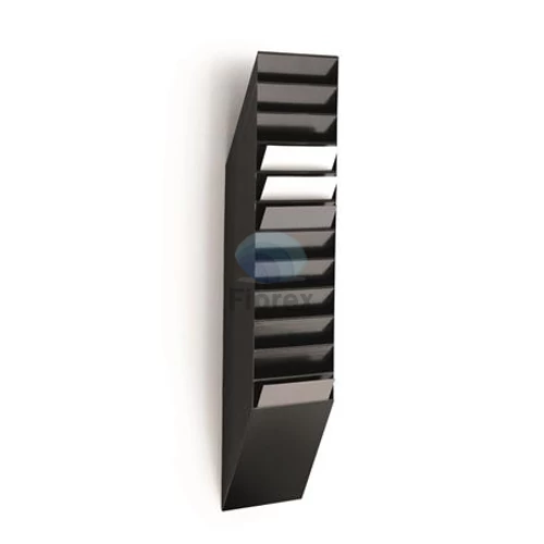 Prospektustartó, fali, álló, A4, DURABLE "FLEXIBOXX 12", fekete
