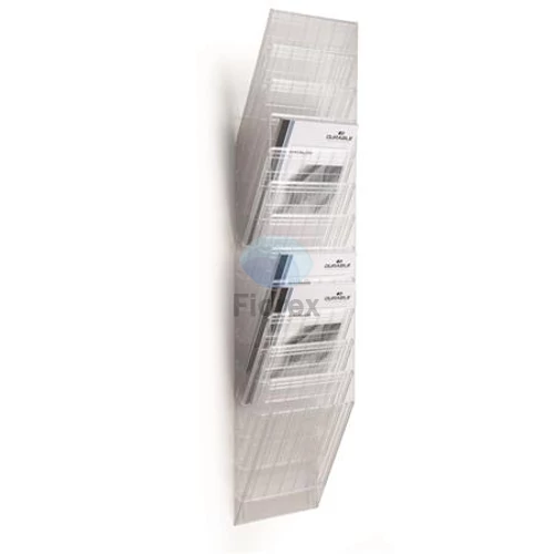Prospektustartó, fali, álló, A4, DURABLE "FLEXIBOXX 12", áttetsző