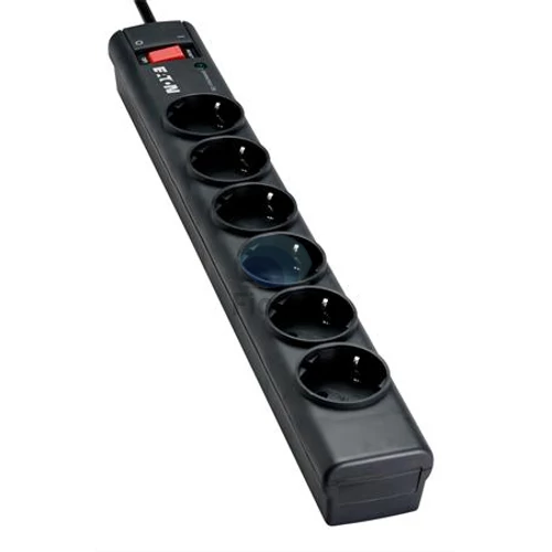 Elosztó, 6 aljzat, túlfeszültségvédő elosztó, EATON "Protection Strip"