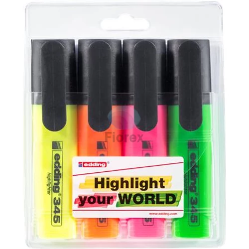 Szövegkiemelő készlet, 2-5 mm, EDDING 345, 4 külnböző szín Szövegkiemelő készlet, 2-5 mm, EDDING 345, 4 külnböző szín