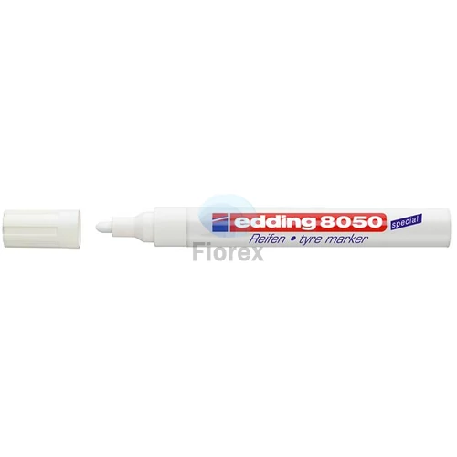 Gumijelölő marker, 2-4 mm, kúpos, EDDING "8050", fehér