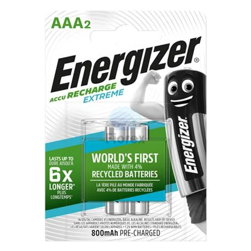 Tölthető elem, AAA mikro, 2x800 mAh, előtöltött, ENERGIZER "Extreme"