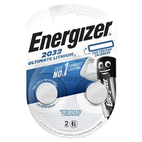 Gombelem, CR2032, 2 db, színjelző, ENERGIZER "Ultimate Lithium Performance"