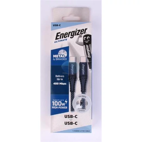 USB kábel, USB-C - USB-C, 2m, ENERGIZER, szürke