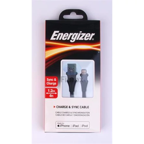 USB kábel, USB-A - Lightning (Apple), 1,2m, ENERGIZER, fekete