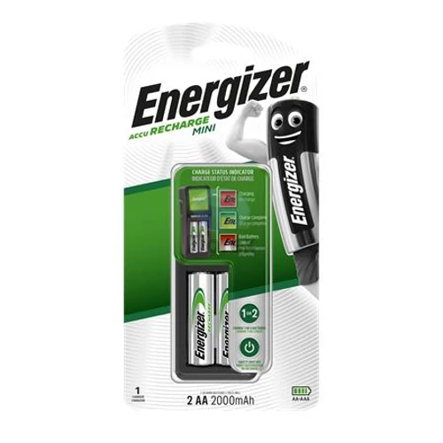 Elemtöltő, AA ceruza/AAA mikro, 2x2000mAh, ENERGIZER "Mini"