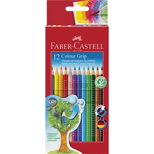 Színes ceruza készlet, háromszögletű, FABER-CASTELL "Grip 2001", 12 különböző szín