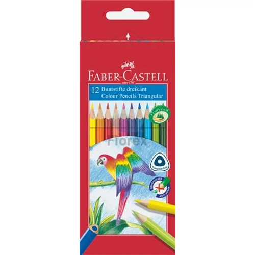 Színes ceruza készlet, háromszögletű, FABER-CASTELL "Papagáj", 12 különböző szín