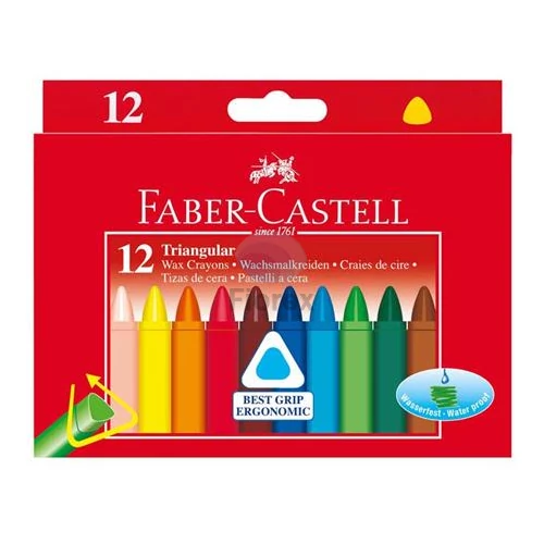 Zsírkréta, háromszögletű, FABER-CASTELL , 12 különböző szín