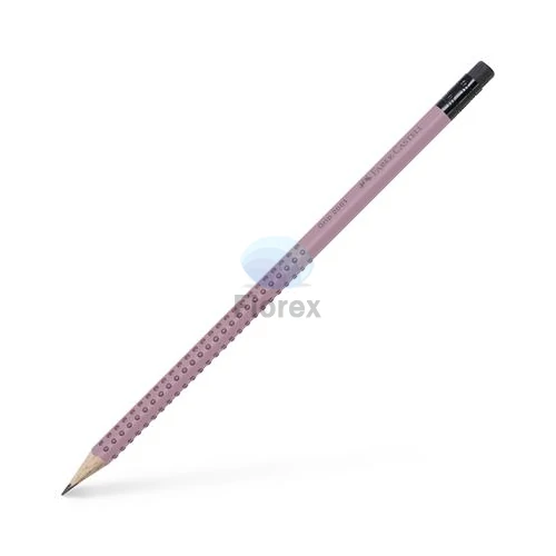 Grafitceruza, B, háromszögletű, radírral, FABER-CASTELL "Grip 2001", rózsaszín