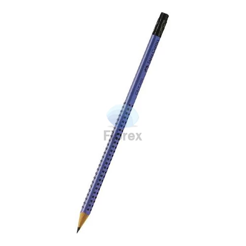 Grafitceruza, B, háromszögletű, radírral, FABER-CASTELL "Grip 2001", kék