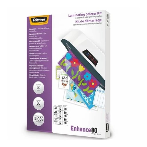 Meleglamináló fólia, 80 mikron, fényes, FELLOWES - 50db