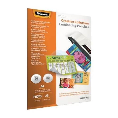 Meleglamináló fólia, 80 mikron, FELLOWES "Admire Creativ" - 50db