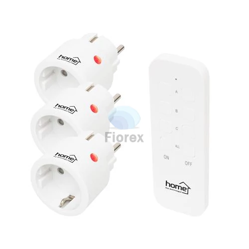 Dugalj szett, 3 aljzat, távirányítóval, 2300 W, HOME, fehér - 4db