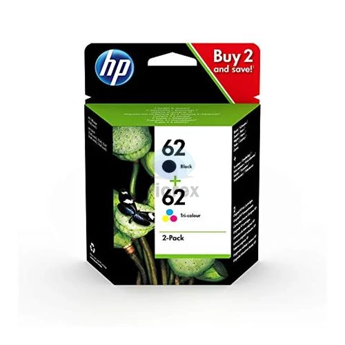 N9J71AE Tintapatron multipack ENVY 5640, 7640, 5740 nyomtatókhoz, HP 62 fekete+színes, 4+4,5 ml - 2db