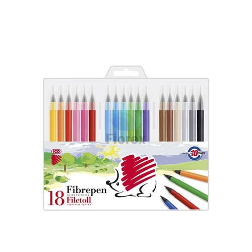 Filctoll készlet, 1 mm, ICO Süni 300, 18 különböző szín