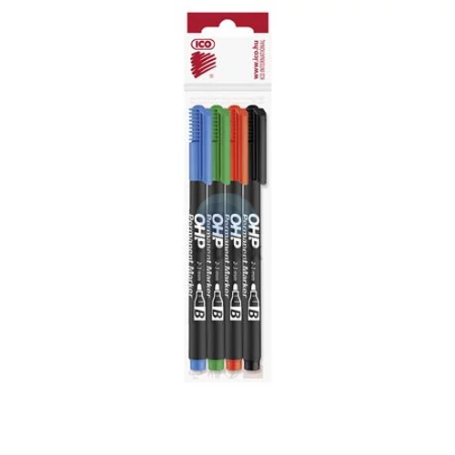 Alkoholos marker készlet, OHP, 2-3 mm, B, ICO, 4 különböző szín