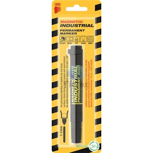 Alkoholos marker, ipari, 1-3 mm, kúpos, mágnessel, ICO "Magnetic industrial permanent 11 XXL", fekete