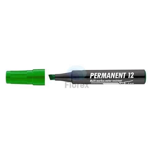 Alkoholos marker, 1-4 mm, vágott, ICO "Permanent 12", zöld