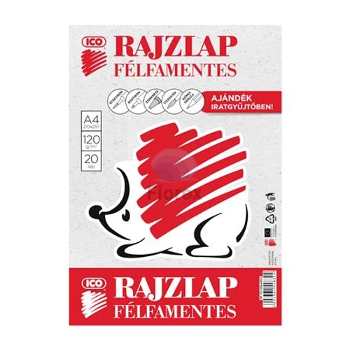 Rajzlap, félfamentes, A4, 120 g/m2, ICO "Süni" - 20 lap