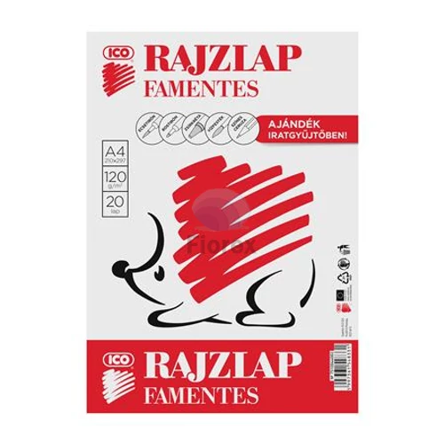 Rajzlap, famentes, A4, 120 g/m2, ICO "Süni" - 20 lap