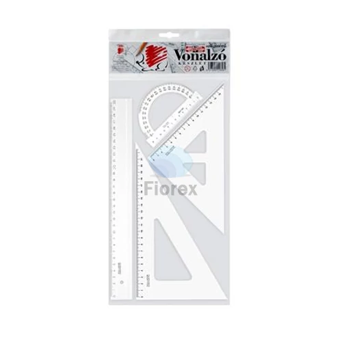 Vonalzókészlet, műanyag, 4 darabos, ICO "Süni"