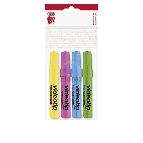 Szövegkiemelő készlet, 1-4 mm, ICO Videotip, 4 különböző szín Szövegkiemelő készlet, 1-4 mm, ICO Videotip, 4 különböző szín