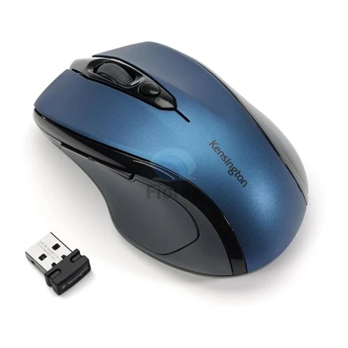 Egér, vezeték nélküli, optikai, közepes méret, USB, KENSINGTON "Pro Fit", kék