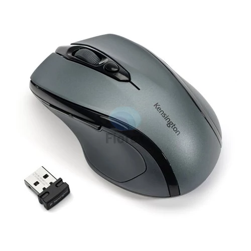 Egér, vezeték nélküli, optikai, közepes méret, USB, KENSINGTON "Pro Fit", szürke