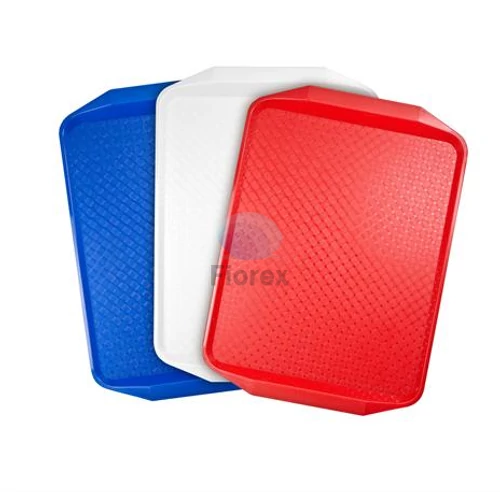 Tálca, műanyag, szögletes, 43x28 cm, fehér