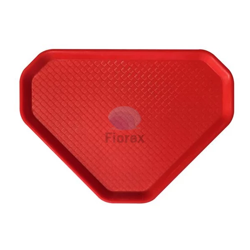 Önkiszolgáló tálca, háromszögletű, műanyag, éttermi, piros, 47,5x34 cm