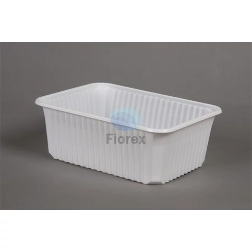 Ételtároló doboz, műanyag, szögletes, mikrózható, 1000 ml, 50 db, "Varia", fehér