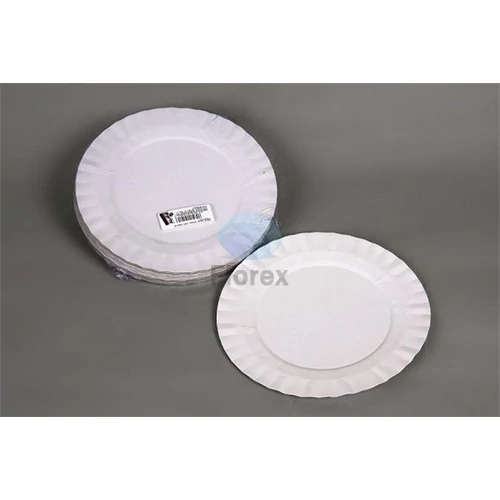 Papírtányér, kerek, desszertes, 19 cm, 50 db, fehér