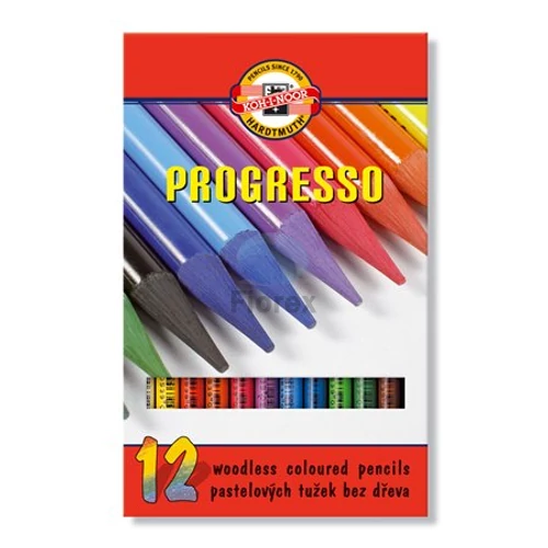 Színes ceruza készlet, henger alakú, famentes, KOH-I-NOOR "Progresso 8756/12", 12 különböző szín