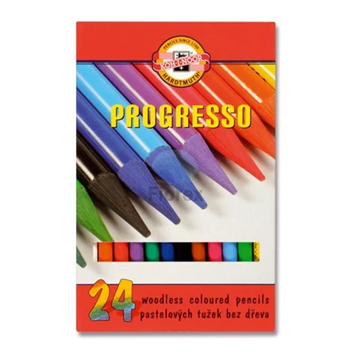Színes ceruza készlet, henger alakú, famentes, KOH-I-NOOR "Progresso 8758/24", 24 különböző szín