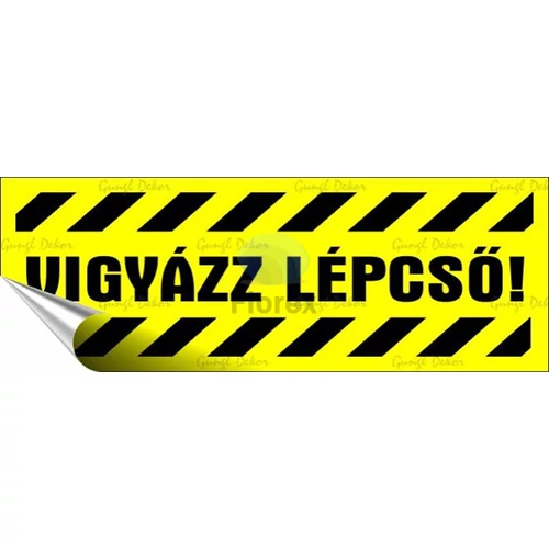 Információs matrica, 14x5 cm, "Vigyázz lépcső!"