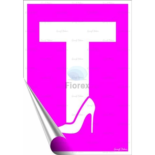 Információs matrica, 25x17,5 cm, tanuló vezető T betű, női, pink
