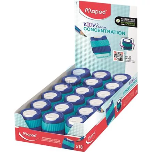 Hegyező display, egylyukú, tartályos, MAPED Kidy Learn Concentration - 18db