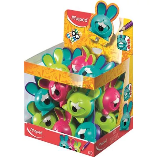 Hegyező display, egylyukú, tartályos, MAPED Croc Croc Innovation, nyuszi, vegyes színek - 20db Hegyező display, egylyukú, tartályos, MAPED Croc Croc Innovation, nyuszi, vegyes színek - 20db