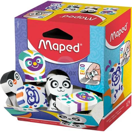 Radír display, vegyes minták, MAPED "Ergo Fun Multicolor" - 24db