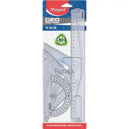 Vonalzókészlet, műanyag, 4 darabos, MAPED "Geometric"