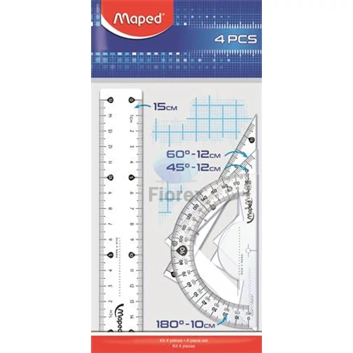 Vonalzókészlet, kicsi, műanyag, 4 darabos, MAPED "Start"