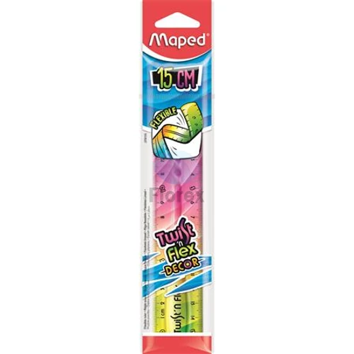 Vonalzó, műanyag, 15 cm, MAPED "Twist`n Flex Decor"