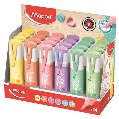 Szövegkiemelő display, 1-5 mm, MAPED "Fluo Peps Flex Pastel", pasztell szín - 24db