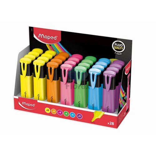 Szövegkiemelő display, 1-5 mm, MAPED "Fluo Peps Classic", vegyes színek - 28db