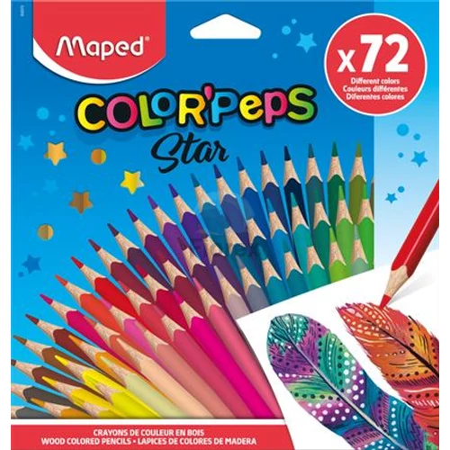 Színes ceruza készlet, háromszögletű, MAPED "Color`Peps Star", 72 különböző szín