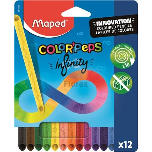 Színes ceruza készlet, háromszögletű, MAPED "Color`Peps INFINITY", 12 különböző szín