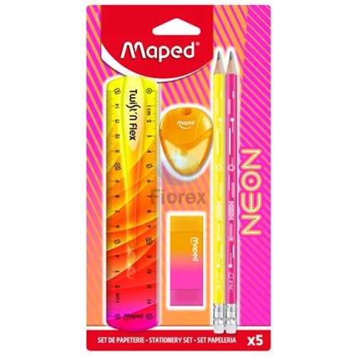 Írószer készlet, 5 darabos, MAPED "Neon"