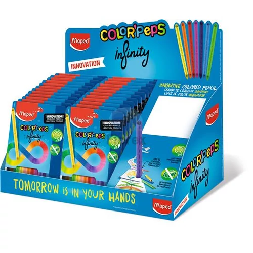 Színes ceruza display, karton, asztali, MAPED "Color`Peps INFINITY", feltöltött - 24db
